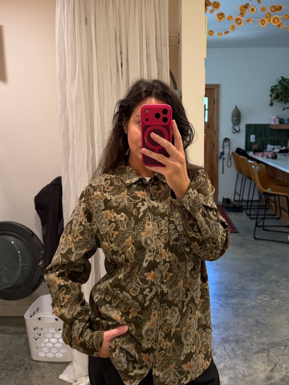Sag Harbor Floral Paisley Jacket in Olive, Tan & Gray - Picture 2 of 6